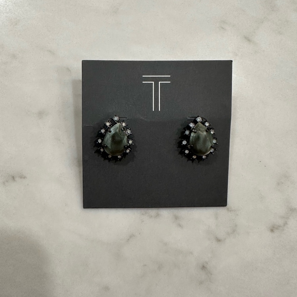 New Tinley Road Teardrop Earrings with Black and Crystal Accents